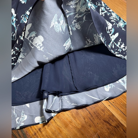 Classiques Entier Womens Navy Floral Sleeveless keyhole Silk A-line Midi dress 6 - Picture 5 of 16